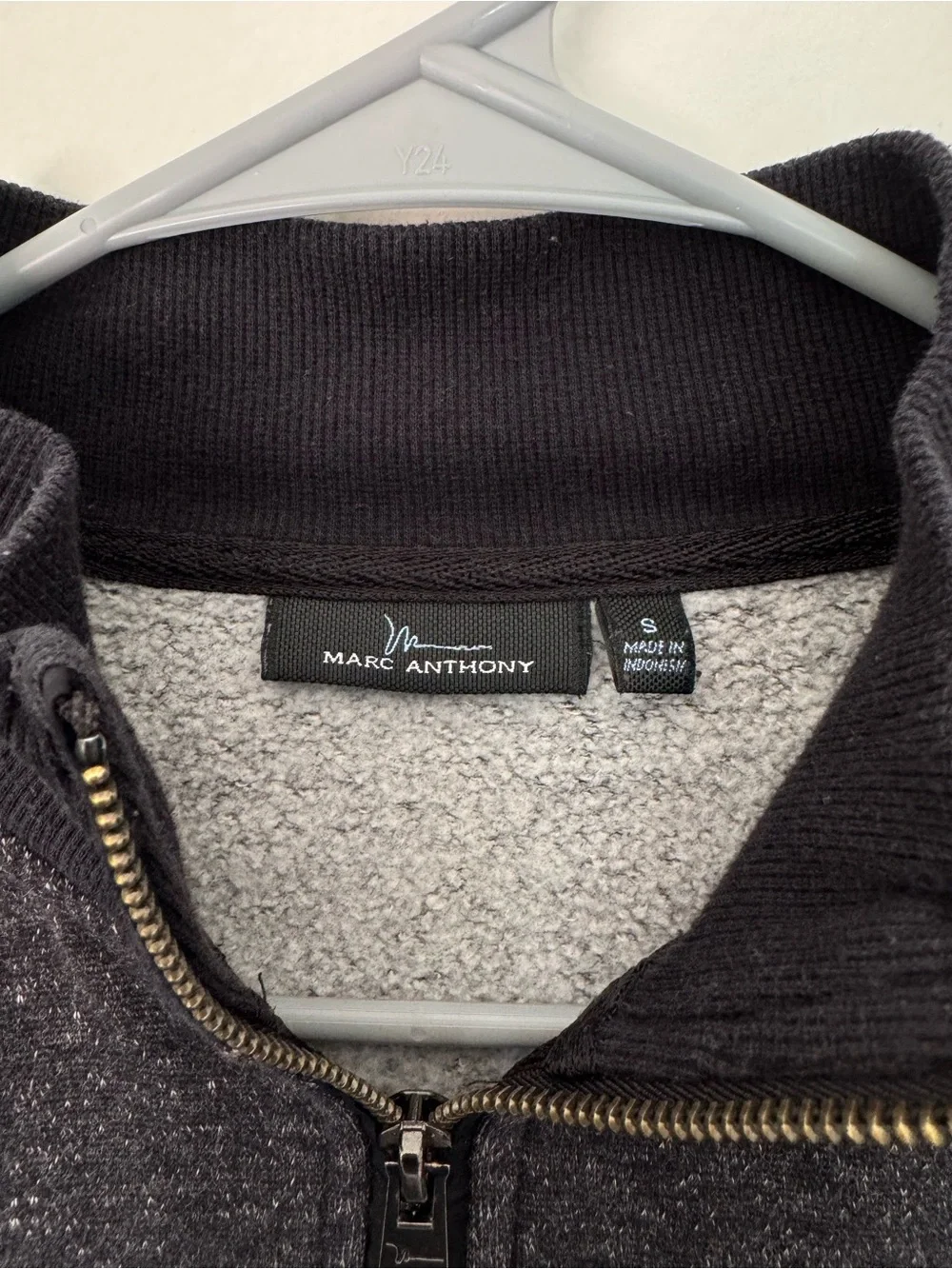 Marc Anthony Men's Charcoal and Black Zip-Up Sweater Jacket